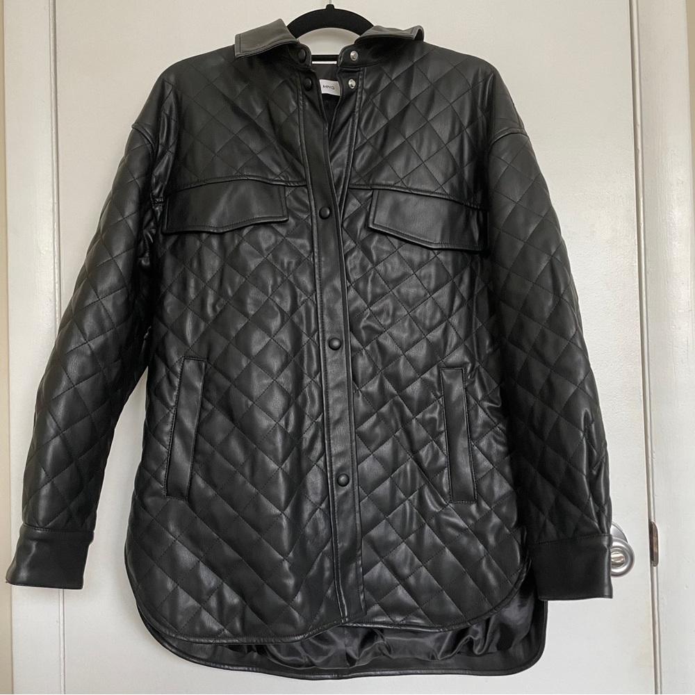 Mango Quilted Faux Leather Jacket